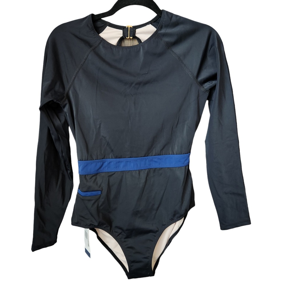 Cabana Life Long Sleeve One Piece Swimsuit Black Padded Sz M UPF 50+ NWT